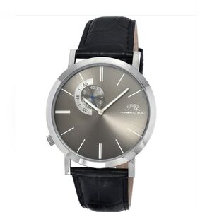 Porsamo Bleu Men's Watch Black Strap Silver Case Gray Dial